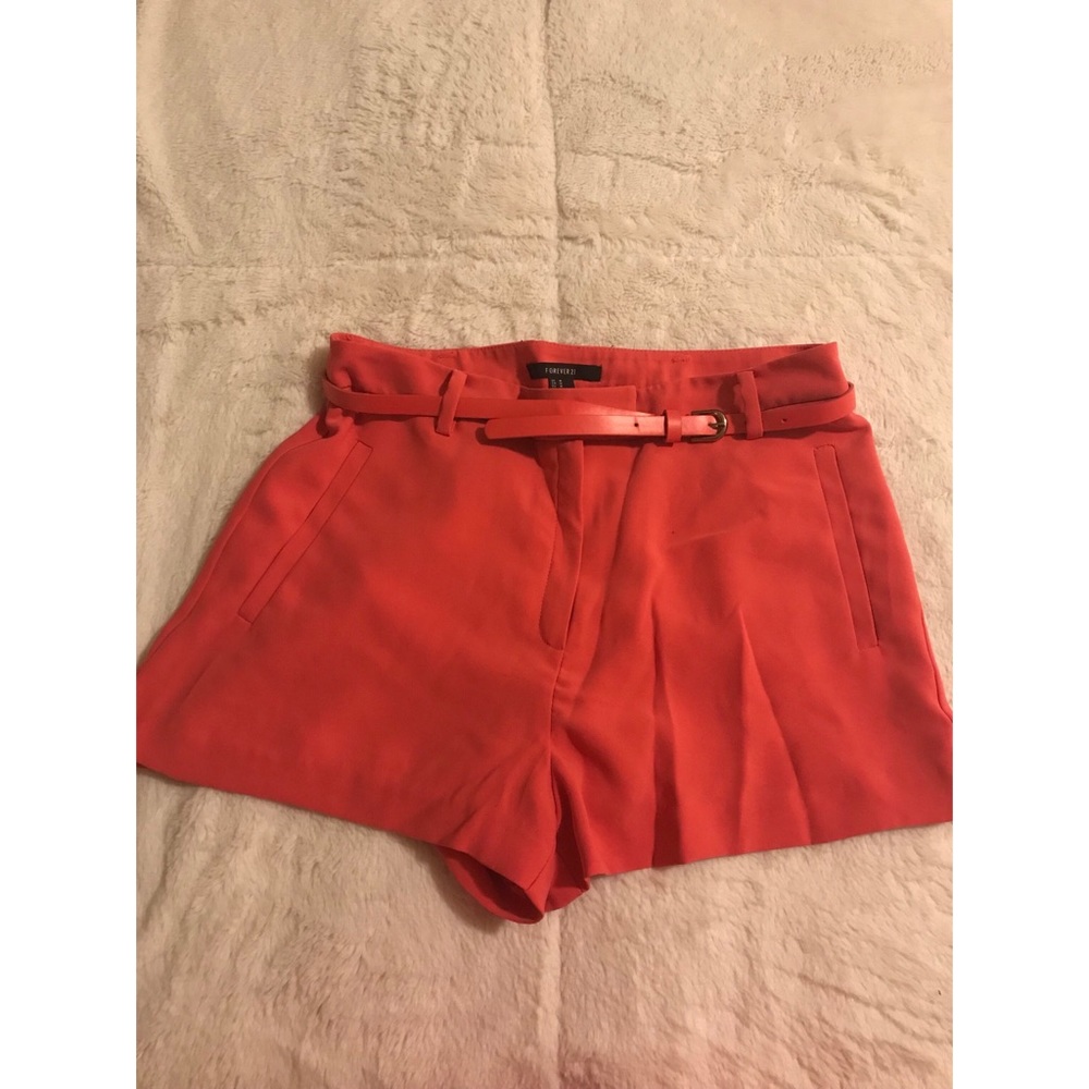 Forever 21 Hot Pink High-Waisted Shorts with Belt